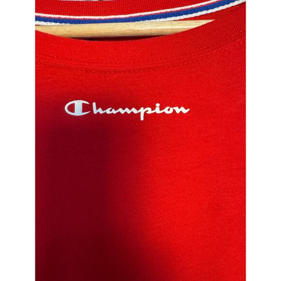 Champion Red Long Sleeve Stripe Crewneck Top Size Medium - Picture 3 of 6